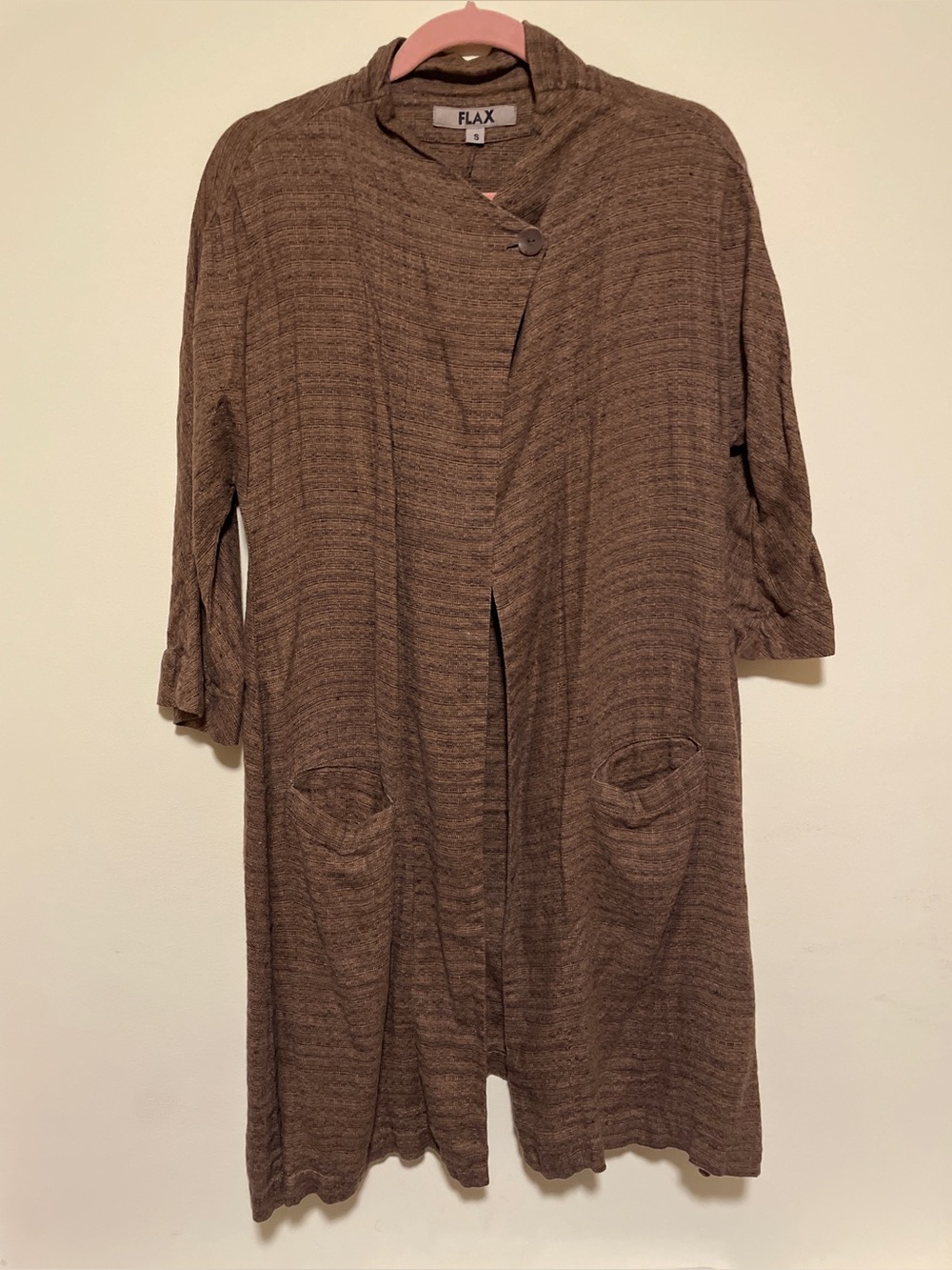 Flax Brown Lightweight Hooded Long Duster Robe